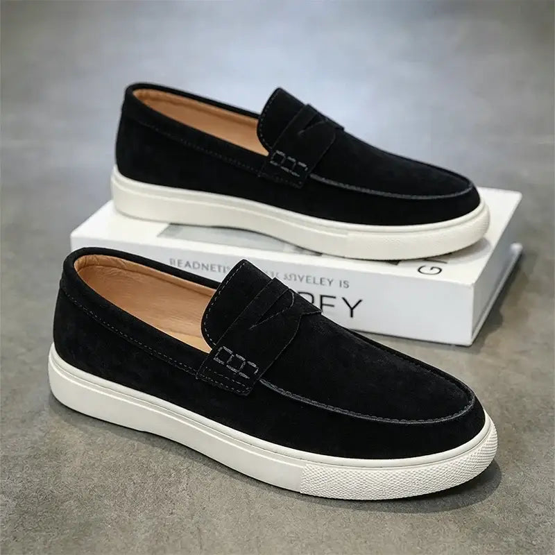 LYVIO Men's European Style Suede Casual Moccasin Loafers