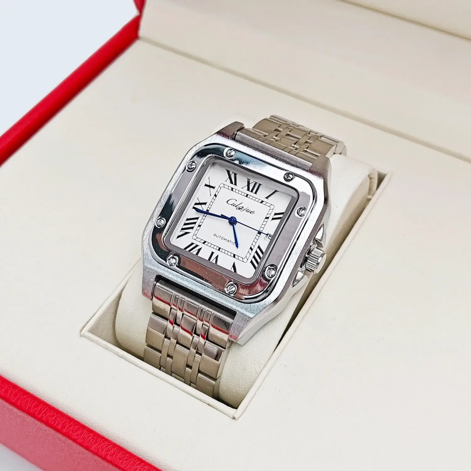 LYVIO Luxury Automatic Skeleton Square Stainless Steel Men's Watch