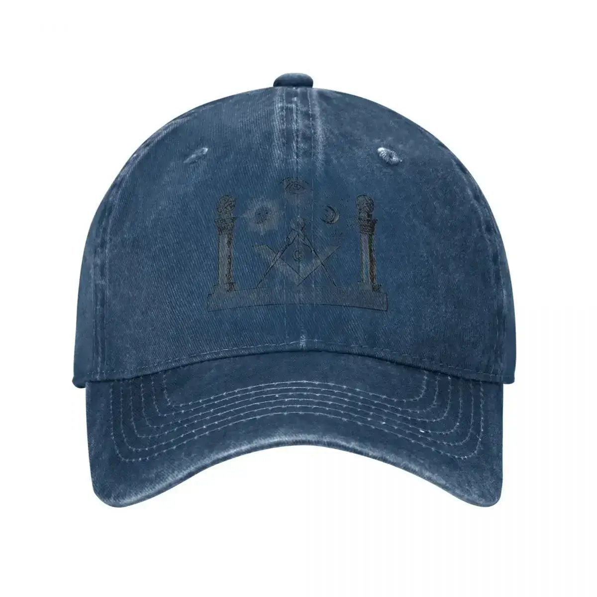 LYVIO Masonry Square Compass Gold Distressed Snapback Hat