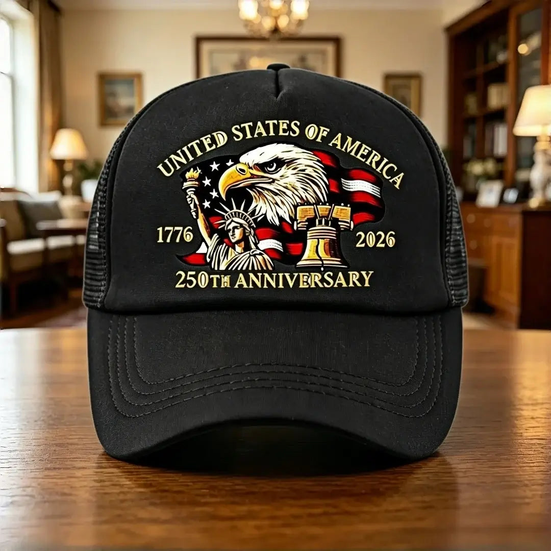 LYVIO US 250th Anniversary 1776-2026 Eagle Print Trucker Hat