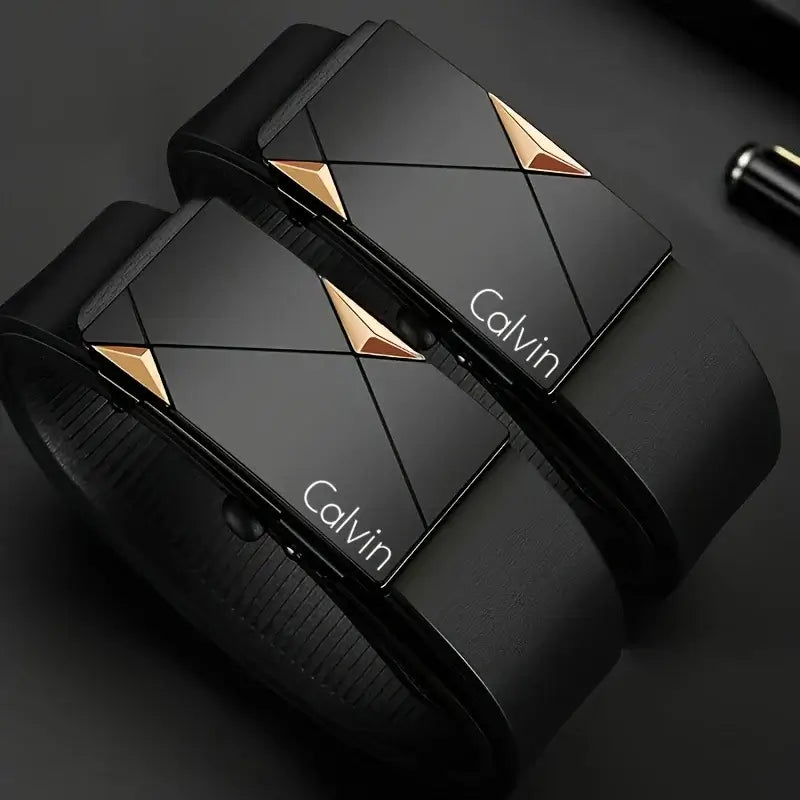 LYVIO Stylish Men's PU Leather Automatic Buckle Fashion Belt