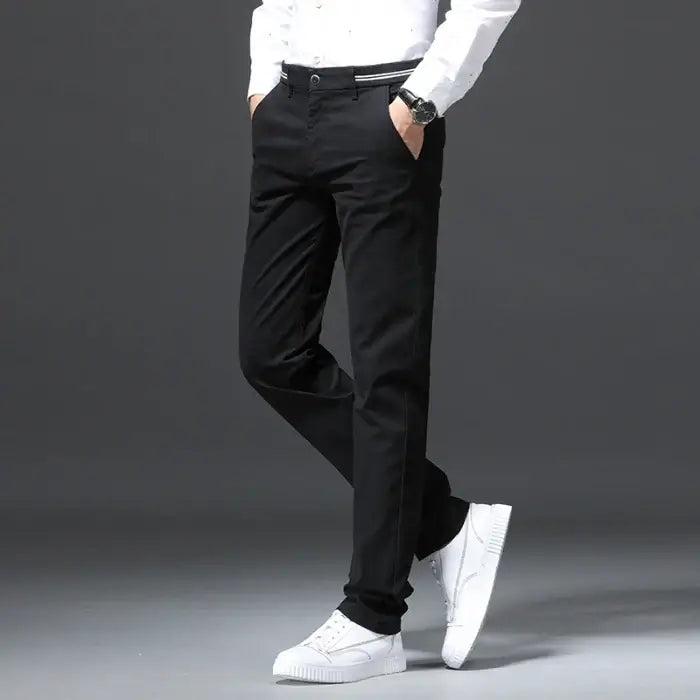 LYVIO Men's Cotton Stretch Straight Fit Chino Work Pants
