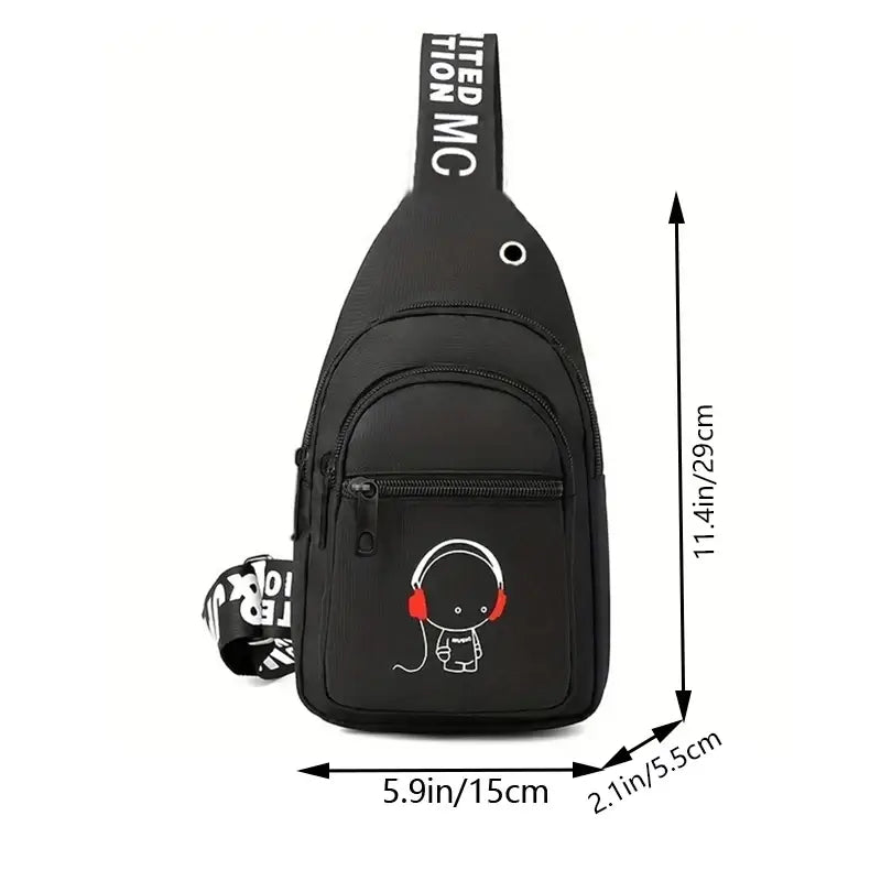 LYVIO Men's Double Zipper Letter Pattern Travel Backpack