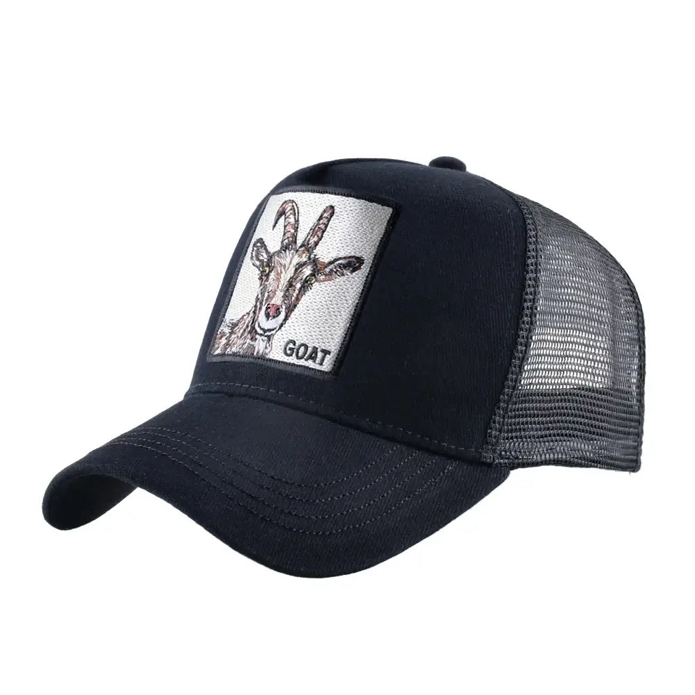LYVIO Embroidered Goat Patch Adjustable Trucker Baseball Cap