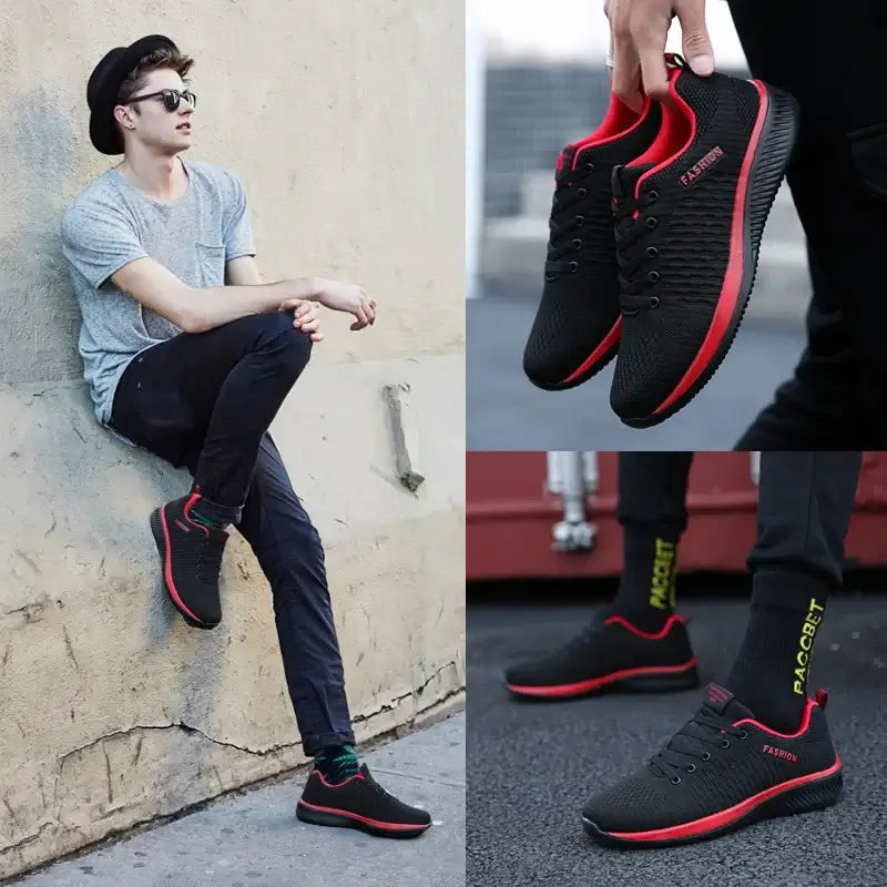 LYVIO Men's Breathable Knit Running Walking Athletic Sneakers