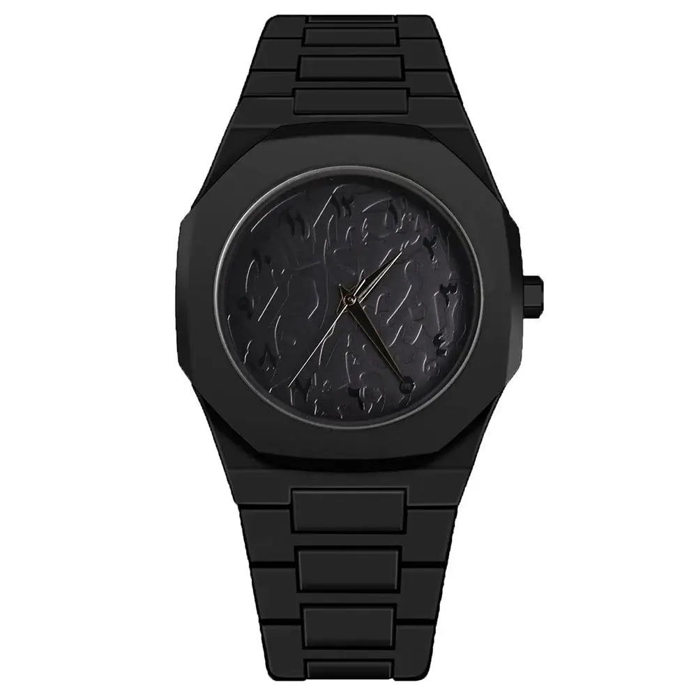 LYVIO Modern All-Black Arabic Digital Men's Quartz Sports Watch