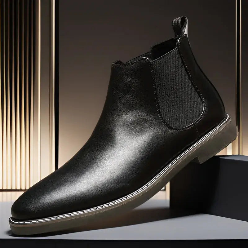 LYVIO Men's Luxury Leather British Style Chelsea Ankle Boots