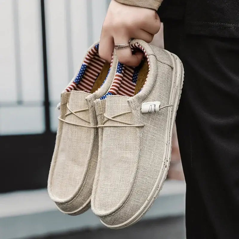 LYVIO Men's Canvas Slip-On Casual Non-Slip Moccasin Loafers