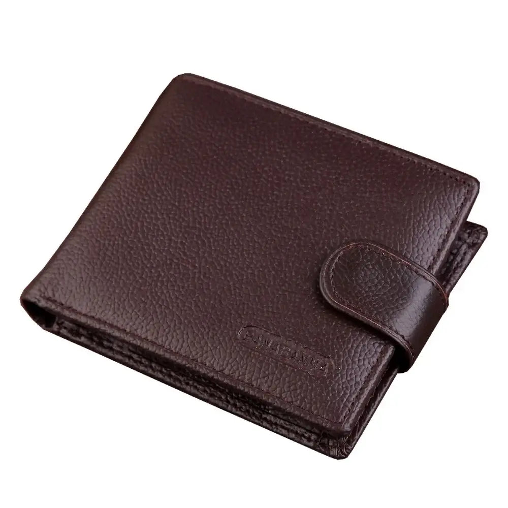 LYVIO Genuine Cowhide Leather Men's Short Black Wallet