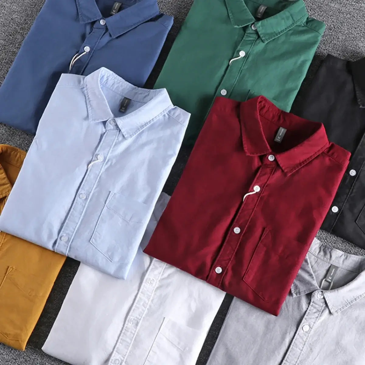 LYVIO Men's Washed Oxford Pocket Long Sleeve Casual Shirt